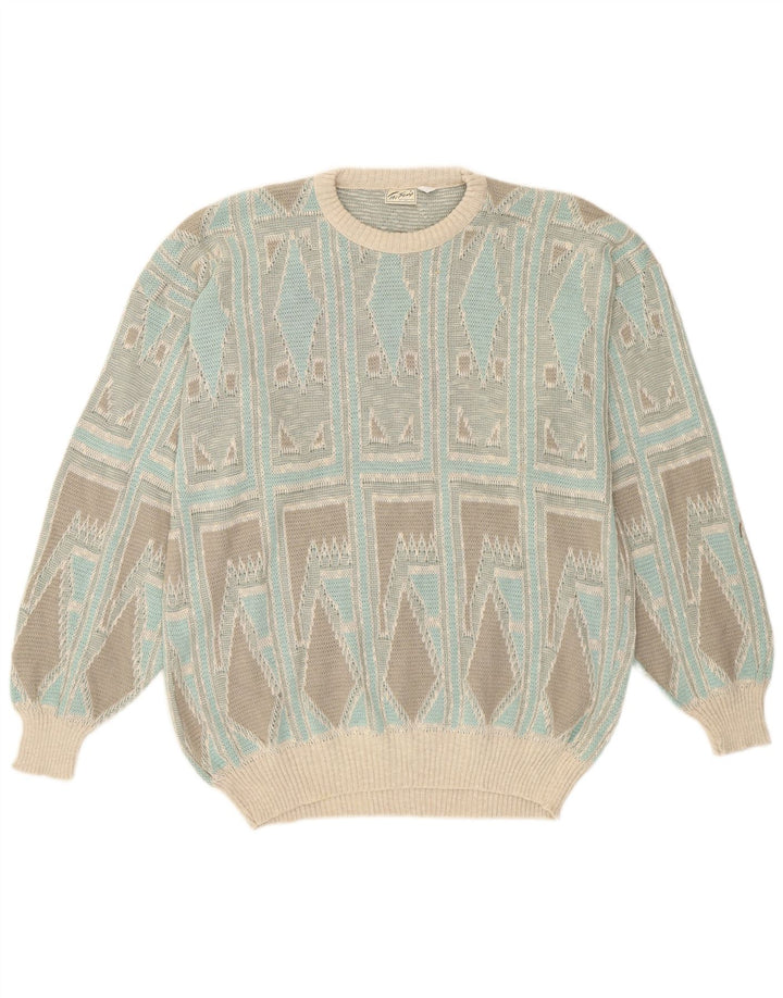 Ανδρικό πουλόβερ Taifun Crew Neck Jumper Μεσαίο τιρκουάζ γεωμετρικό βαμβάκι