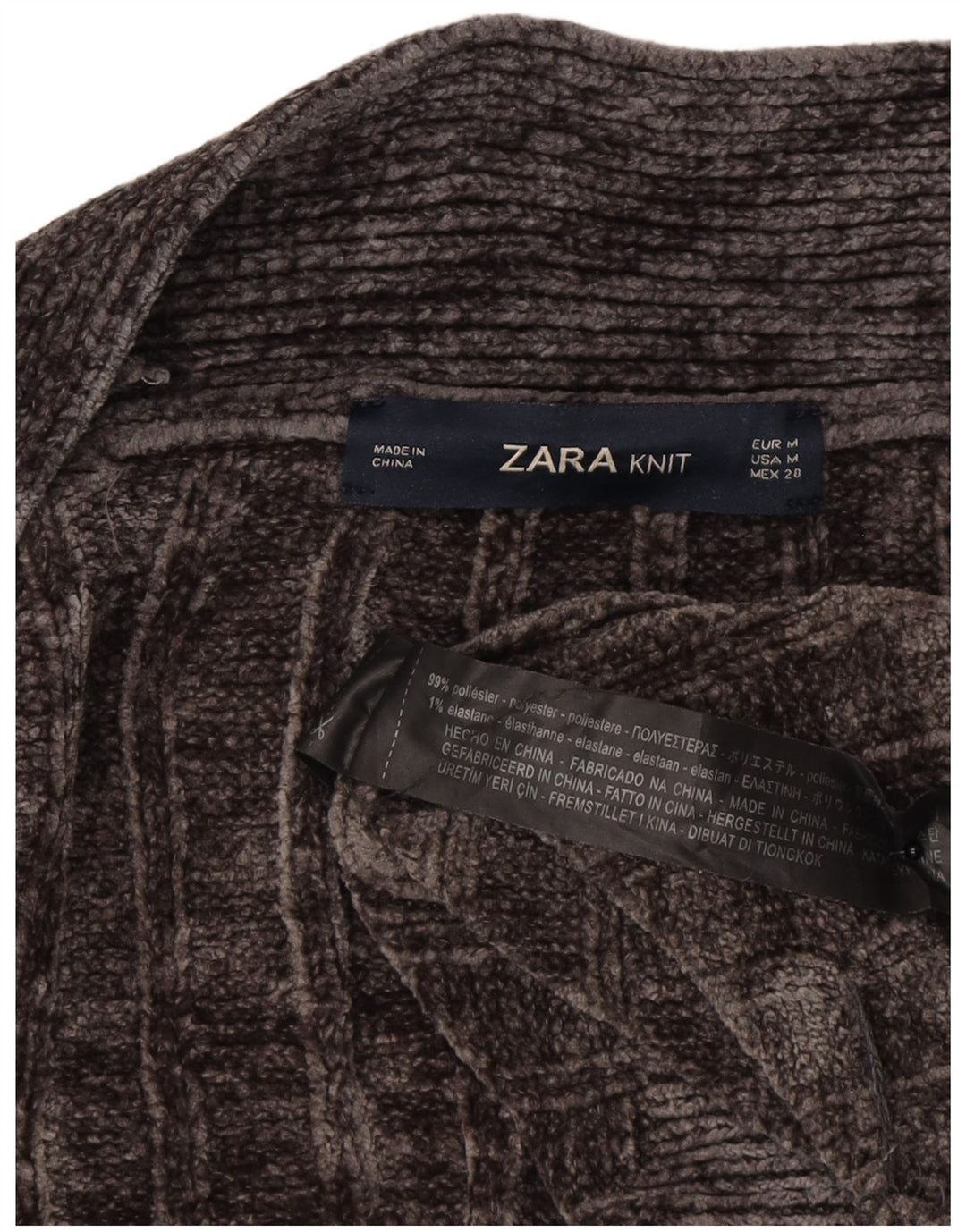 Zara Γυναικείο πουλόβερ ανοιχτό Longline ανοιχτό UK 14 Medium Grey