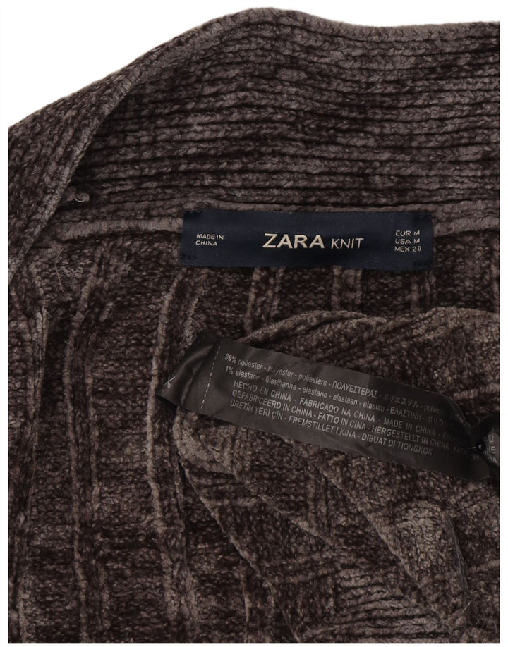 Zara Γυναικείο πουλόβερ ανοιχτό Longline ανοιχτό UK 14 Medium Grey