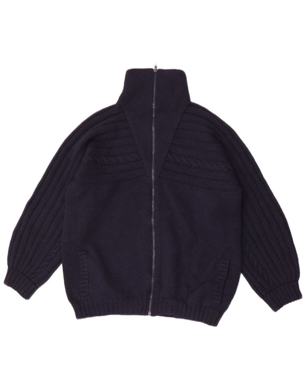 Vintage γυναικείο πουλόβερ ζακέτα με φερμουάρ UK 16 Large Navy Blue