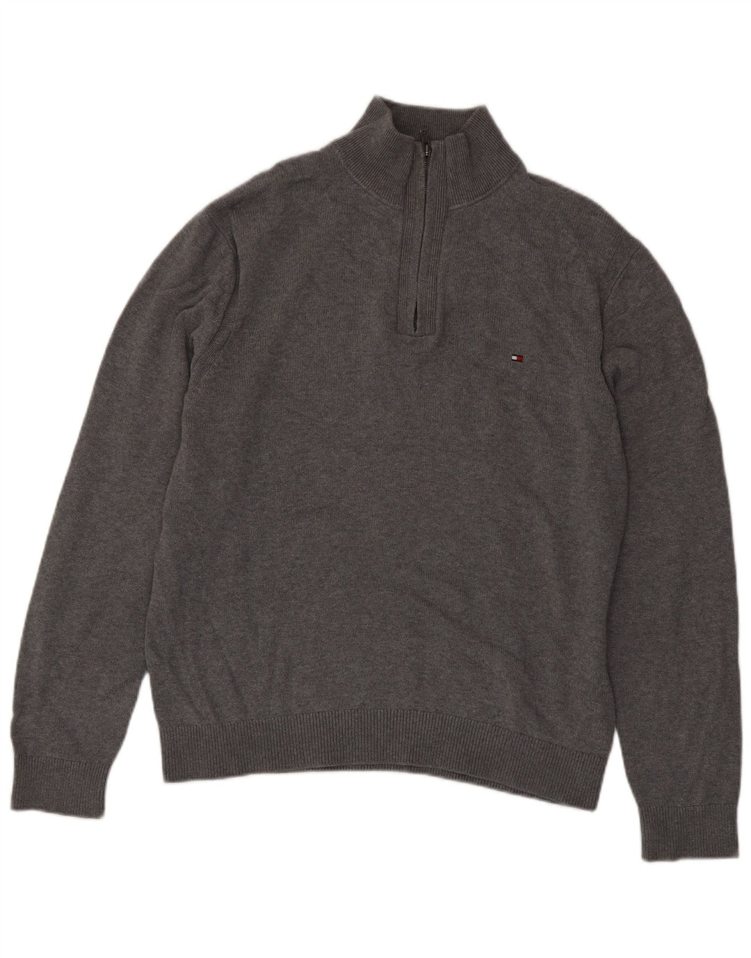 Ανδρικό πουλόβερ με φερμουάρ Tommy Hilfiger XL Γκρι βαμβακερό