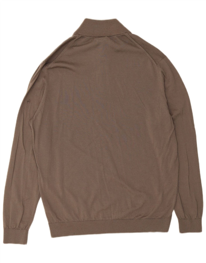 Ανδρικό πουλόβερ με φερμουάρ Massimo Dutti 2XL καφέ μαλλί