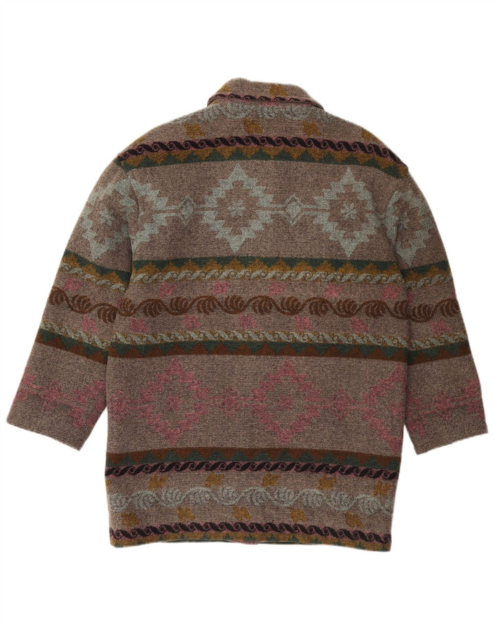 Vintage Γυναικείο Παλτό UK 14 Large Grey Geometric