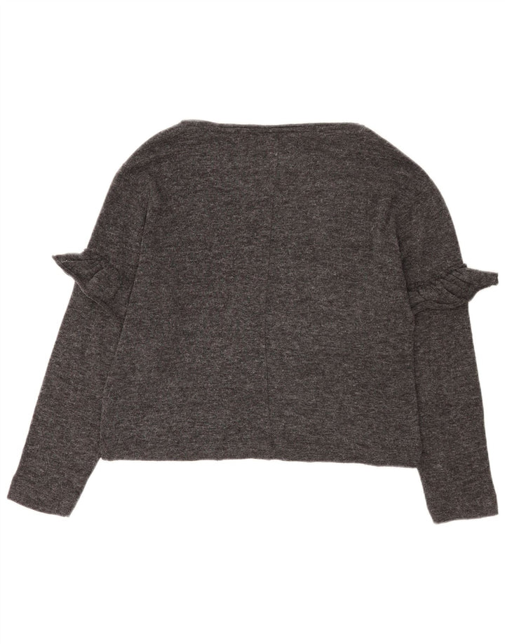 Zara Γυναικεία Crop Oversized μακρυμάνικο UK 10 Small Grey Polyester