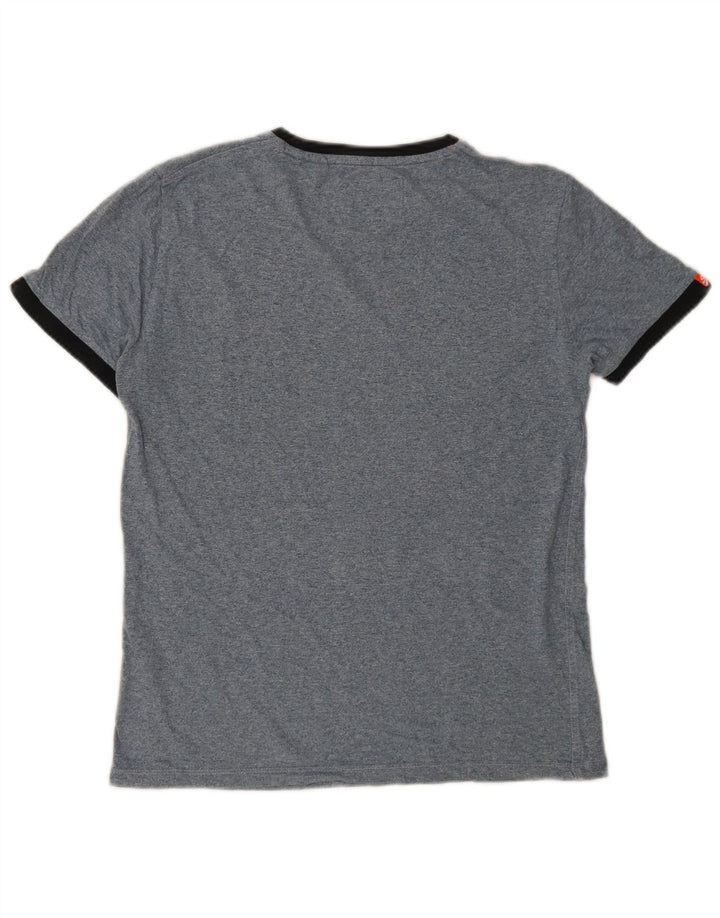 Ανδρικό T-Shirt Superdry Top Βαμβακερό μεσαίο μπλε φλοκωμένο