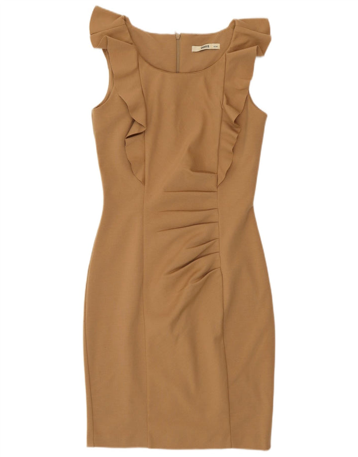 Oasis Γυναικείο Αμάνικο Bodycon Φόρεμα UK 8 Μικρός καφέ πολυεστέρας