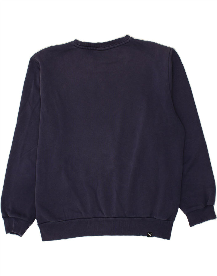 PUMA Mens Graphic Sweatshirt Jumper Medium Navy Blue Cotton Vintage Puma and Second-Hand Puma from Messina Hembry 