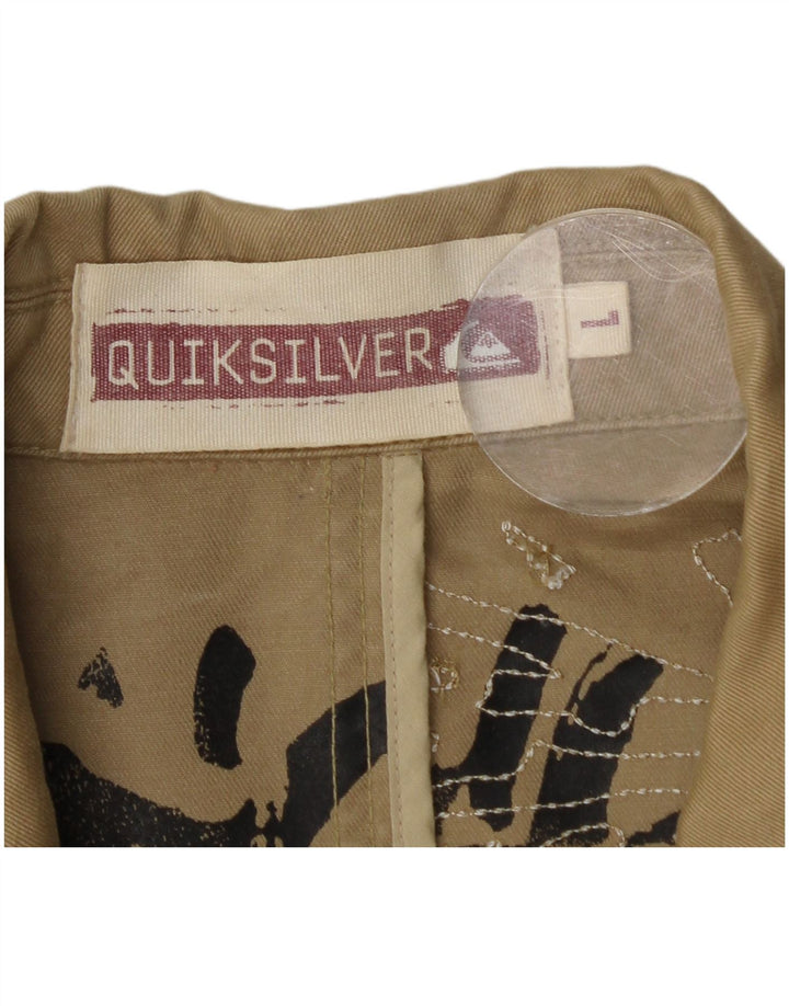 Quiksilver Mens Graphic Utility Jacket UK 40 μεγάλο μπεζ βαμβακερό