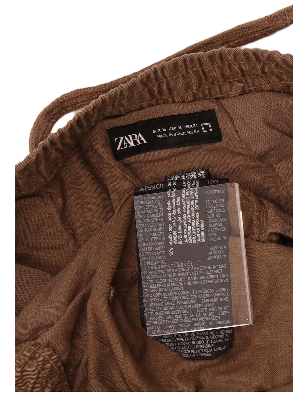 Zara Ανδρικό ίσιο παντελόνι Chino Medium W32 L30 Καφέ Βαμβακερό