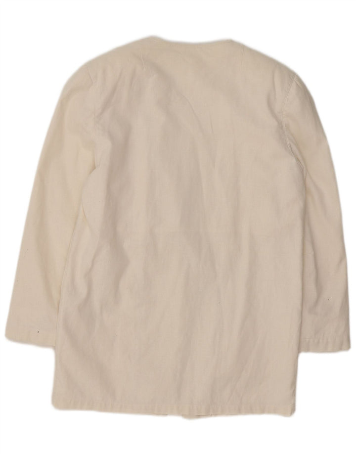 VINTAGE Γυναικείο Longline Blazer Jacket UK 14 Medium White