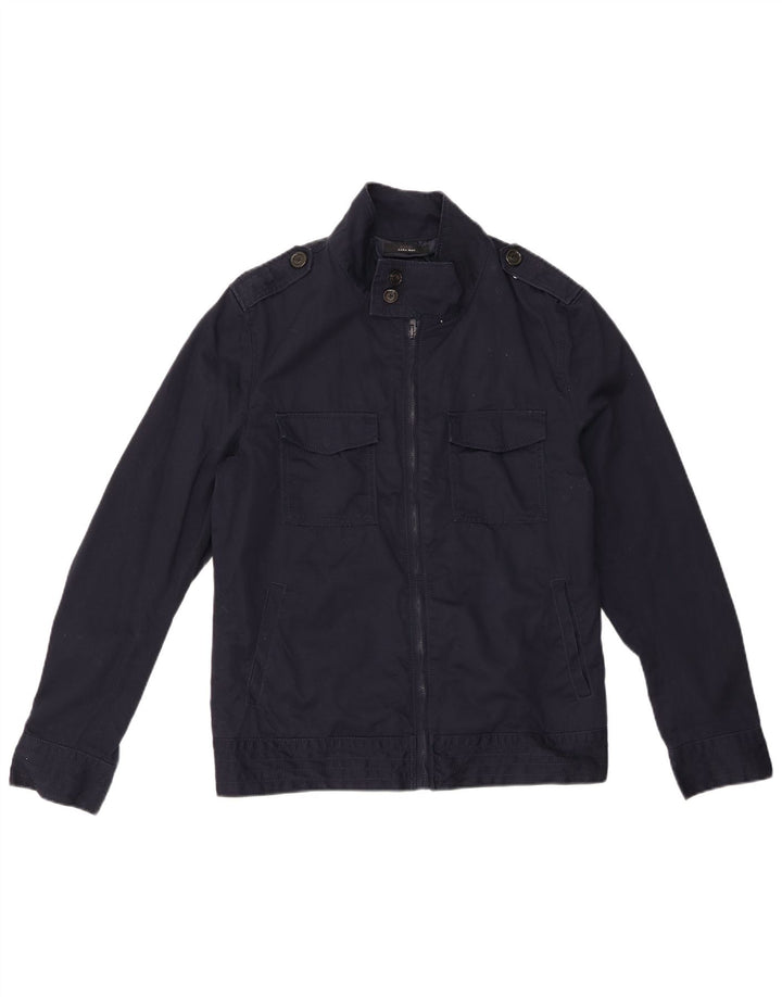 ZARA Ανδρικό Στρατιωτικό Μπουφάν UK 40 Large Navy Blue Polyester