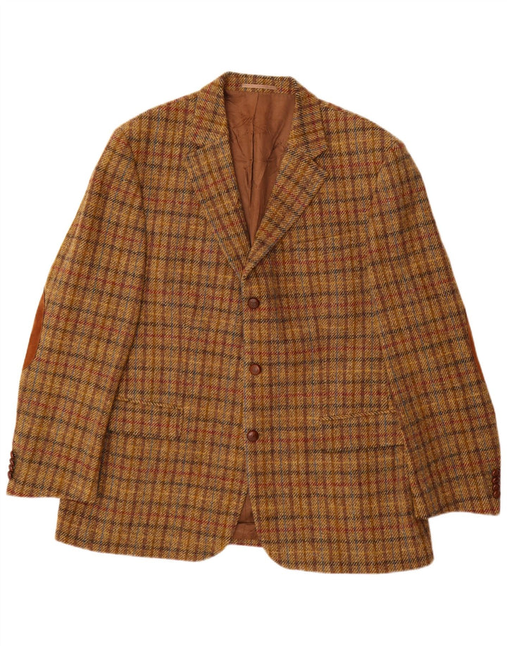 Harris Tweed Ανδρικό σακάκι 3 κουμπιών σακάκι UK 40 Large Brown Check
