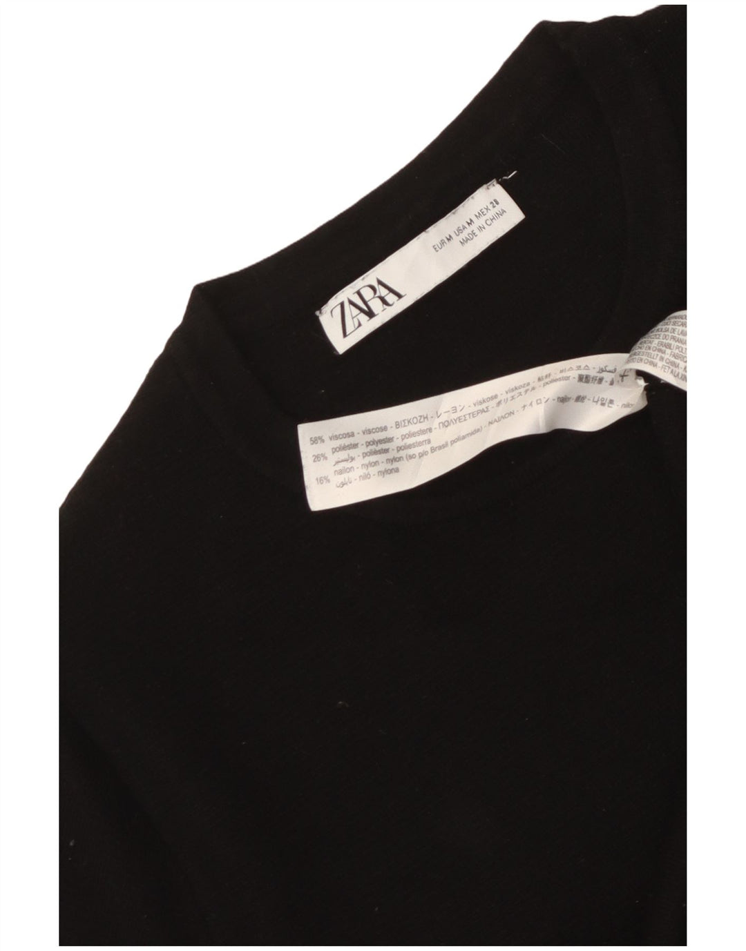 Γυναικείο κοντομάνικο ZARA πουλόβερ με λαιμόκοψη UK 12 μεσαίο μαύρο