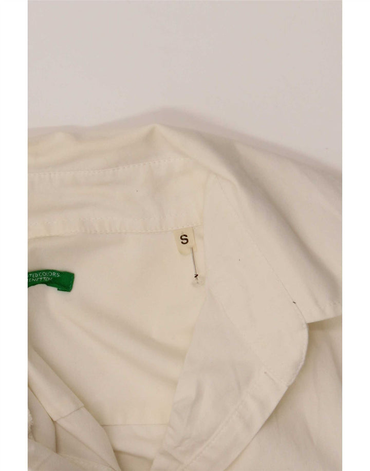 Γυναικείο πουλόβερ Benetton πουκάμισο UK 10 Small λευκό βαμβακερό