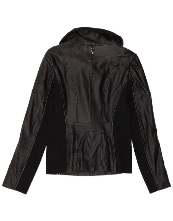 Δίκλινο σετ Γυναικείο Δερμάτινο Μπουφάν Biker UK 12 Μεσαίο Μαύρο