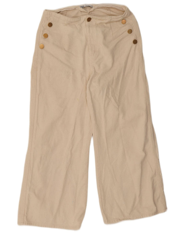 Zara γυναικείο παντελόνι με φαρδύ πόδι EU 40 Medium W30 L25 Beige