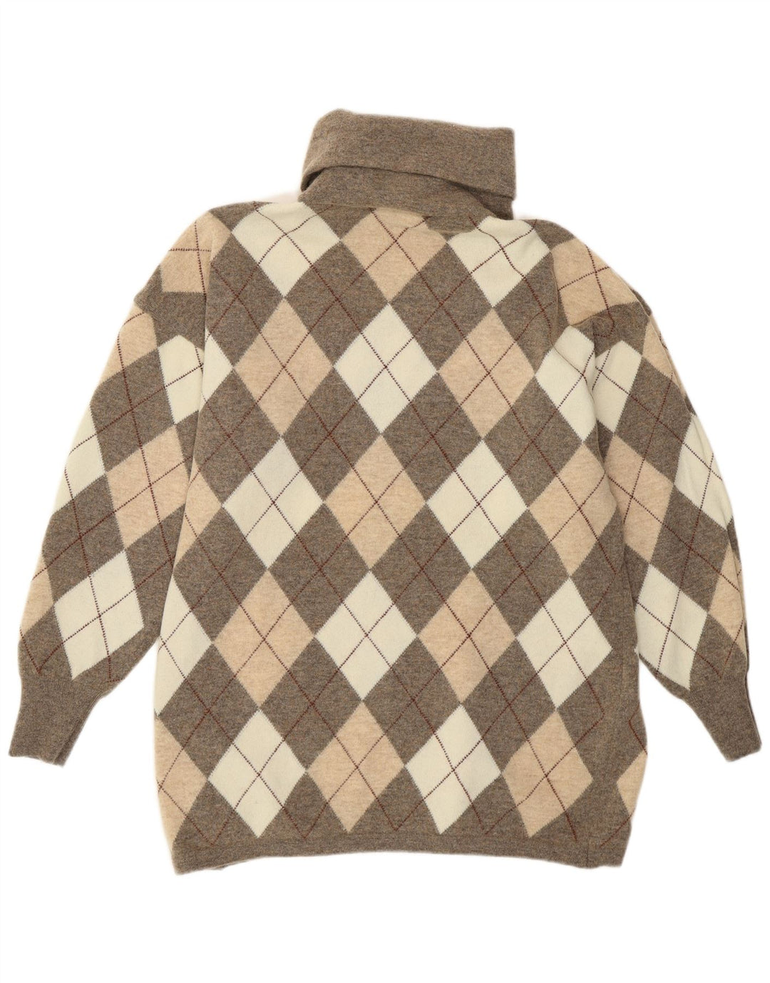 Gispa Γυναικείο πουλόβερ με ρολό λαιμόκοψη UK 18 XL Grey Argyle/Diamond