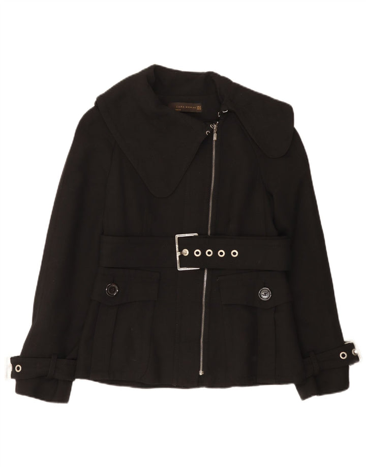 Zara Γυναικείο Biker Jacket UK 12 Medium Black Polyester