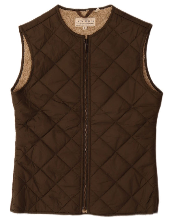 Jack Wills Womens Sherpa με επένδυση Gilet UK 8 Small Khaki Nylon
