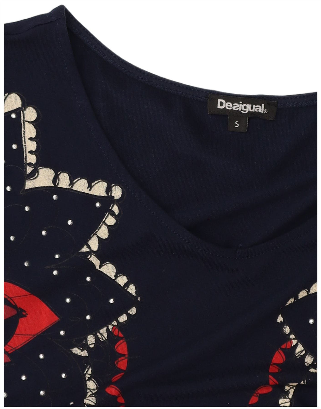 DESIGUAL Γυναικείο γραφικό φόρεμα A-Line UK 10 Small Navy Blue Floral