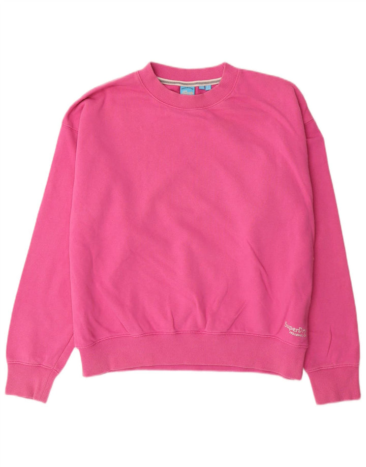 SUPERDRY Γυναικείο φούτερ μεγάλου μεγέθους Jumper UK 14 μεγάλο ροζ βαμβακερό