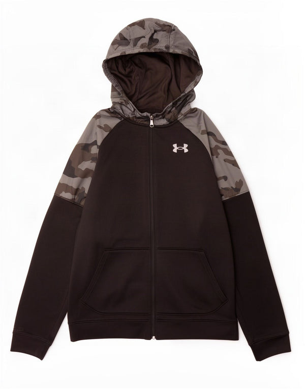 Under Armour Boys Zip Hoodie πουλόβερ 13-14 ετών XL μαύρο καμουφλάζ