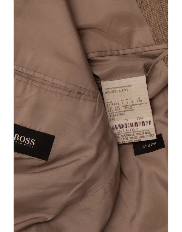 Ανδρικό μπουφάν HUGO BOSS Rossellini Blazer IT 52 XL Καφέ ψαροκόκαλο