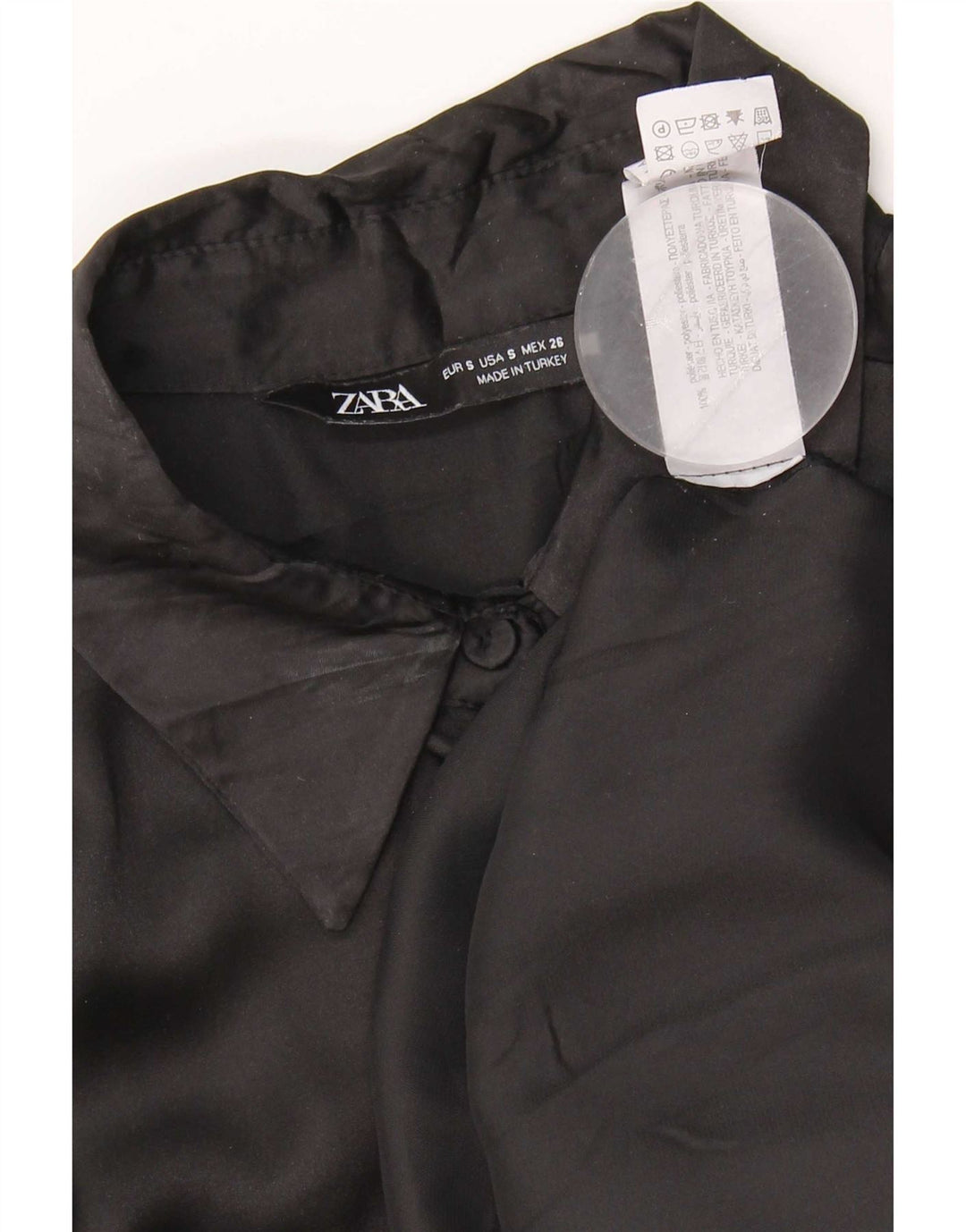 Zara Γυναικείο πουκάμισο Oversized Μπλούζα UK 10 Small Black Polyester