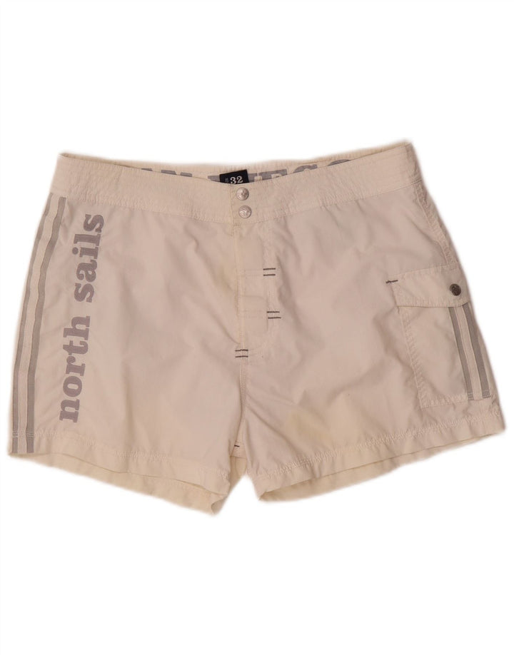 NORTH SAILS Mens Graphic Swimming Shorts Medium White Polyamide