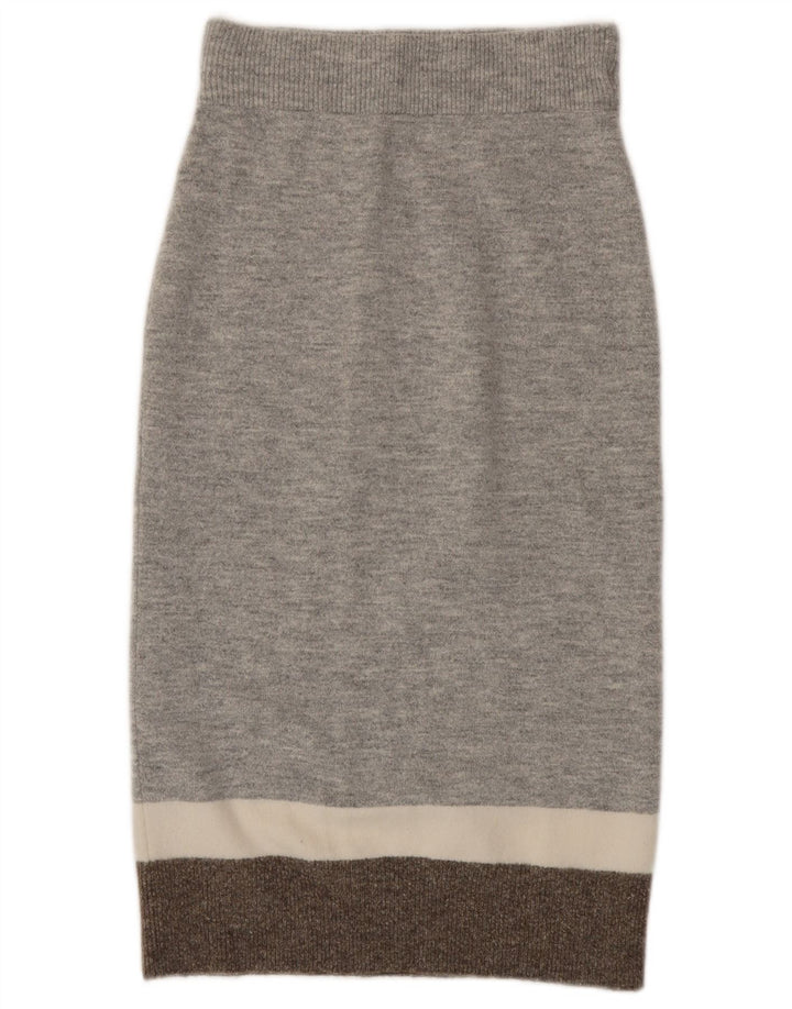 Γυναικεία πλεκτή Pencil φούστα Massimo Dutti Small W27 Grey Colourblock