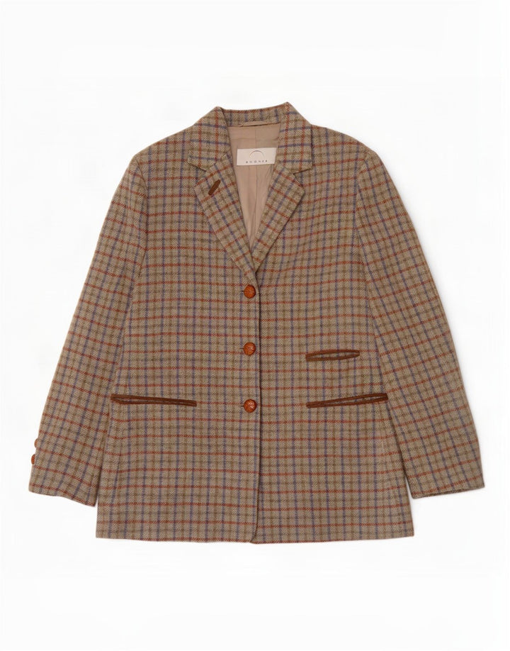 Bogner Γυναικείο μπουφάν blazer 3 κουμπιών UK 14 Large Green Check