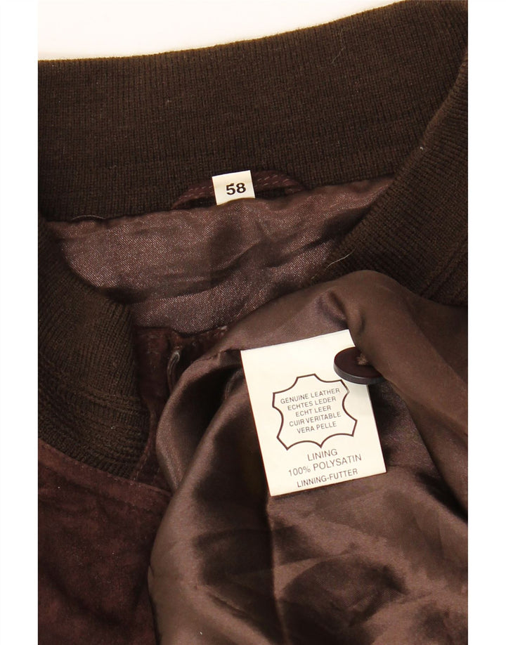 Vintage Ανδρικό Suede Bomber Jacket IT 58 4XL Καφέ Δερμάτινο