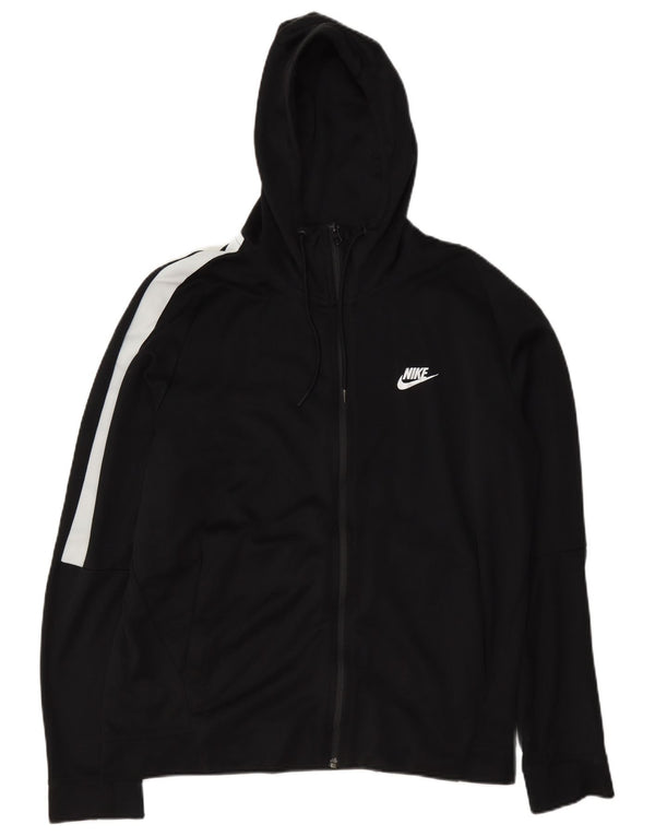 Ανδρικό πουλόβερ Nike με φερμουάρ με κουκούλα σε μεγάλο μαύρο χρώμα, βαμβακερό