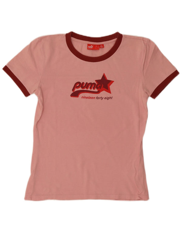 Γυναικείο γραφικό μπλουζάκι Puma Top UK 10 Small Pink Βαμβακερό