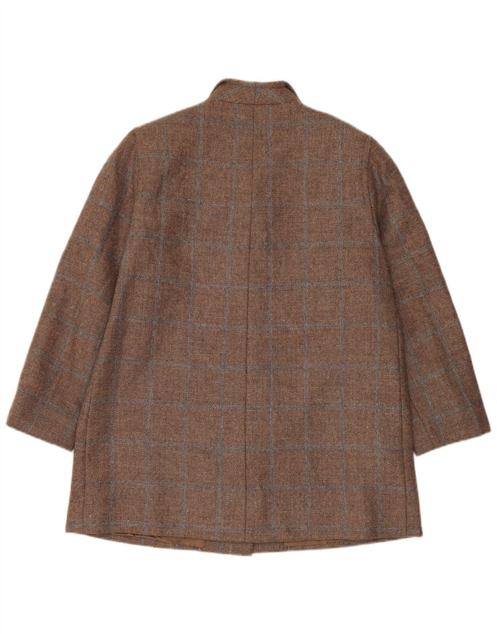 Vintage γυναικείο σακάκι με 3 κουμπιά σακάκι UK 14 Large Brown Check