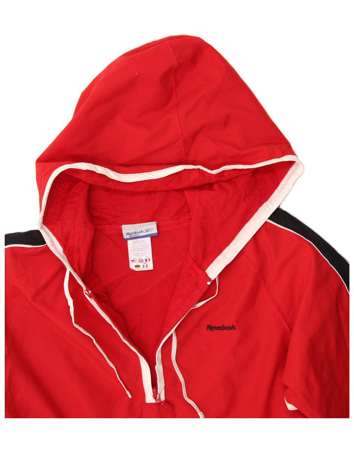 REEBOK Womens Hooded Pullover Rain Jacket UK 10 Small Red Colourblock Vintage Reebok and Second-Hand Reebok from Messina Hembry 