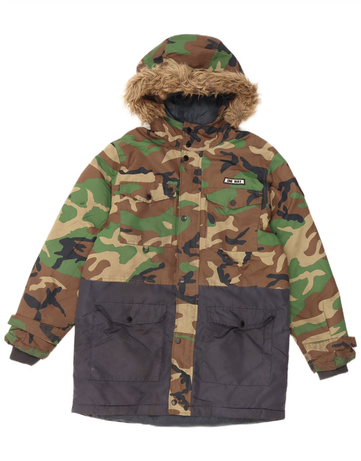 Zara Boys Hooded Parka Jacket 13-14 Years Πολύχρωμο Καμουφλάζ