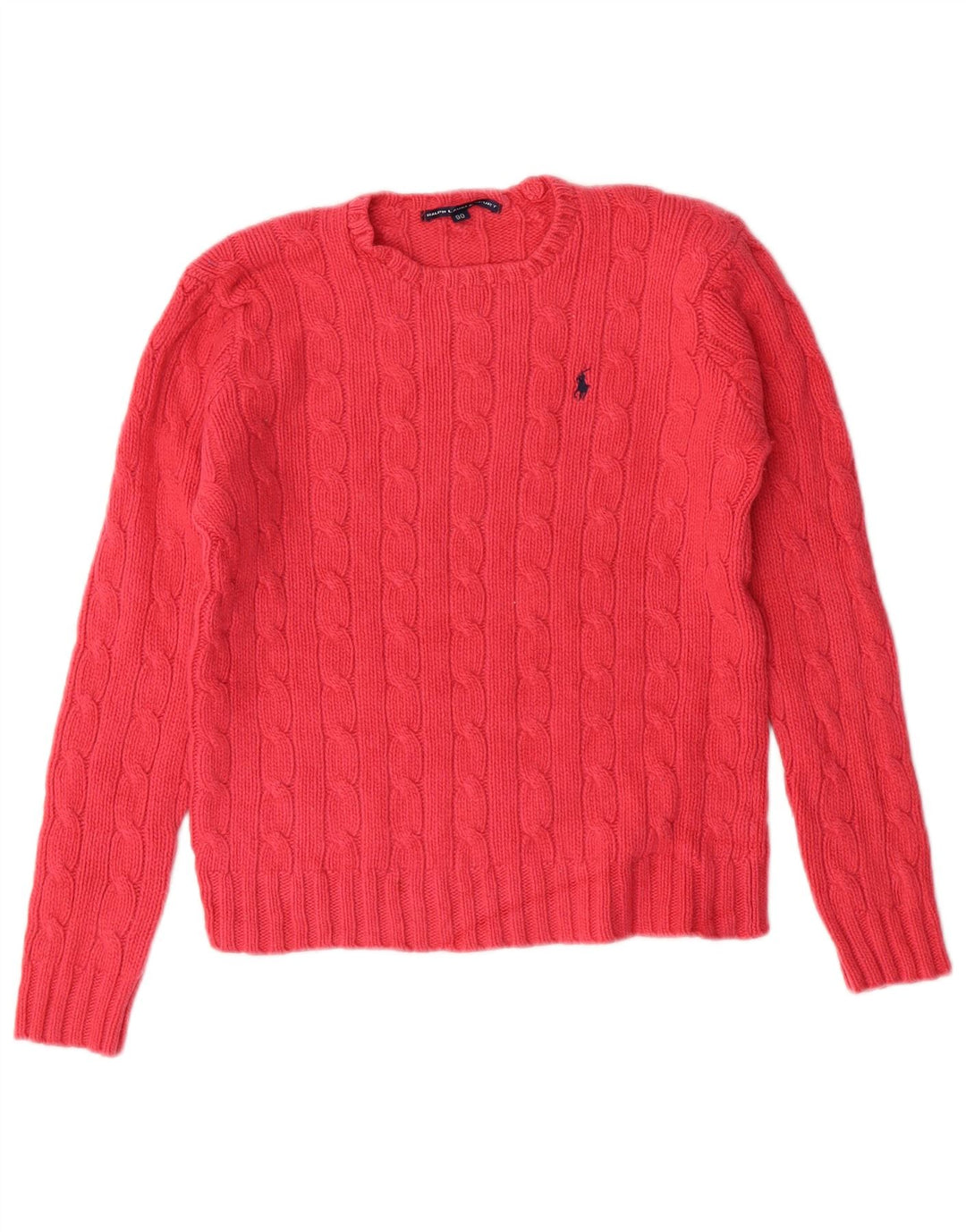 RALPH LAUREN Girls Crew Neck Jumper πουλόβερ 9-10 ετών Ροζ