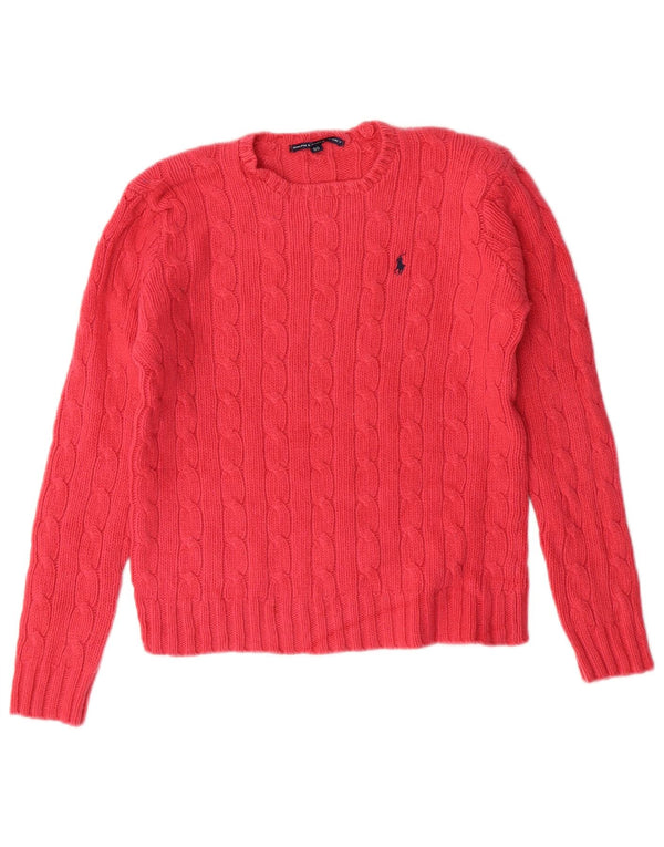 RALPH LAUREN Girls Crew Neck Jumper πουλόβερ 9-10 ετών Ροζ