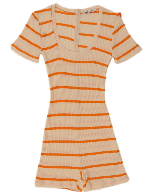 Zara Γυναικείο Playsuit UK 8 Small White ριγέ