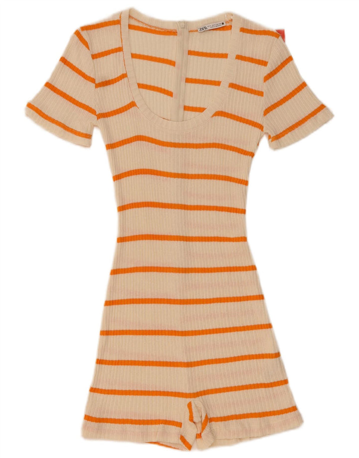 Zara Γυναικείο Playsuit UK 8 Small White ριγέ