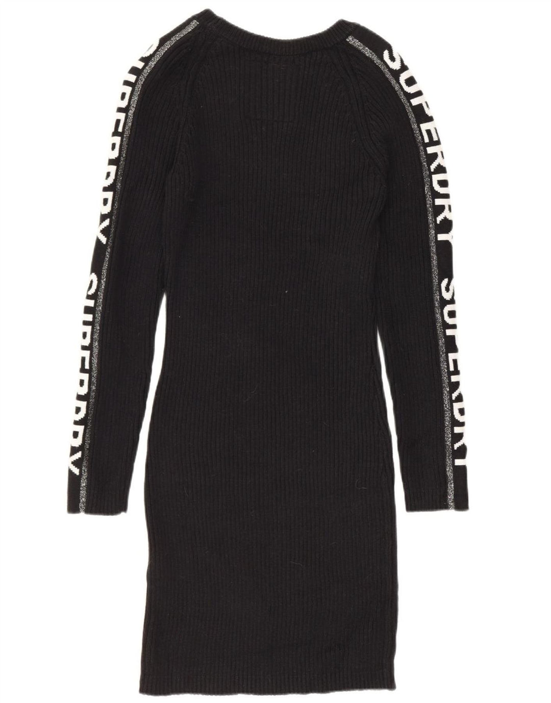 Γυναικείο γραφικό φόρεμα SUPERDRY UK 12 μεσαίο μαύρο βαμβακερό