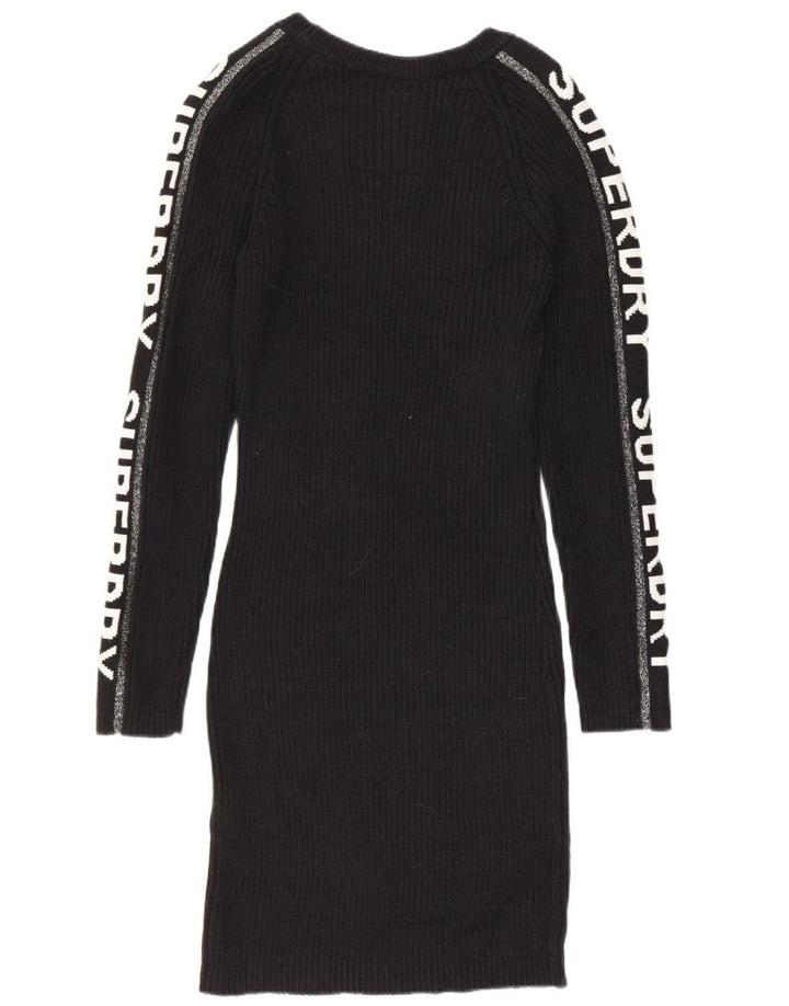 Γυναικείο γραφικό φόρεμα SUPERDRY UK 12 μεσαίο μαύρο βαμβακερό