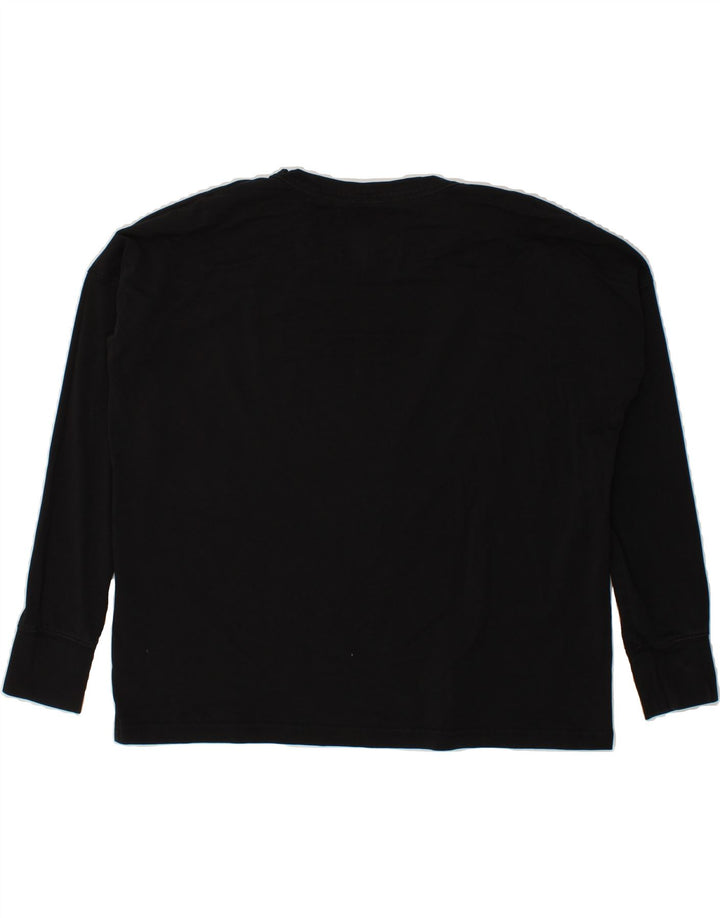 VINTAGE Womens Oversized Top Long Sleeve UK 16 Large Black Cotton Vintage Vintage and Second-Hand Vintage from Messina Hembry 