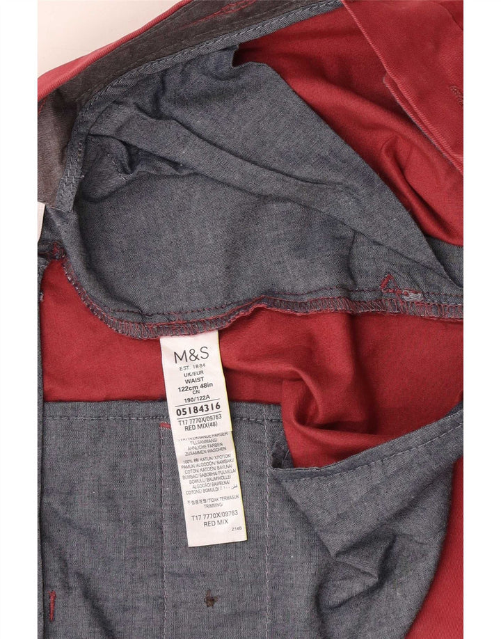 Ανδρικό σορτς Chino Marks & Spencer W48 4XL κόκκινο βαμβακερό