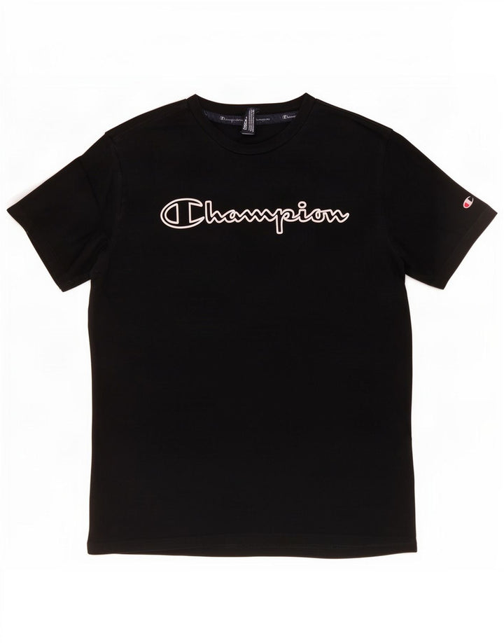 Ανδρικό γραφικό T-Shirt Champion Top Μεσαίο μαύρο βαμβακερό