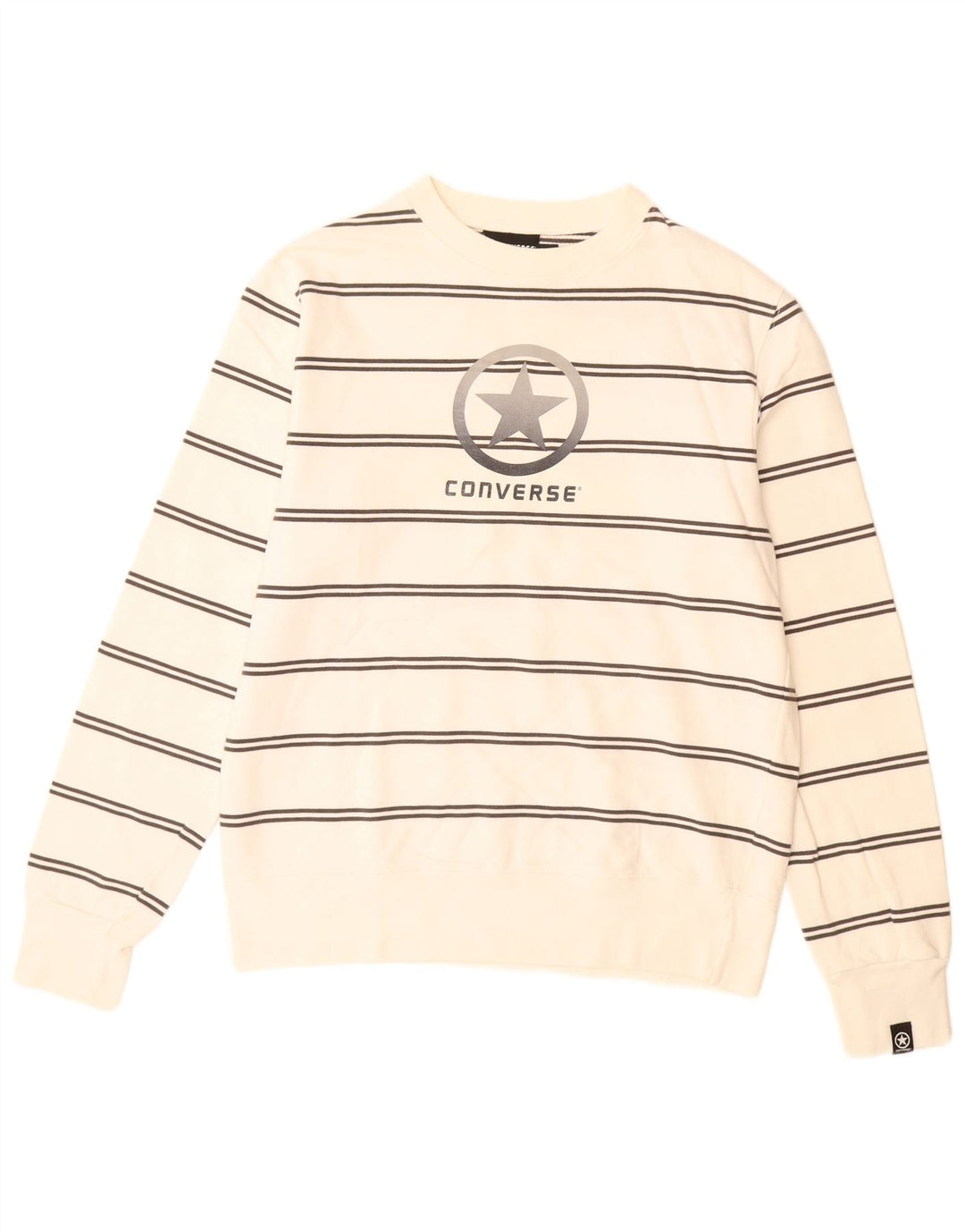 Ανδρικό γραφικό φούτερ CONVERSE Jumper από μεσαίο άσπρο βαμβακερό ριγέ