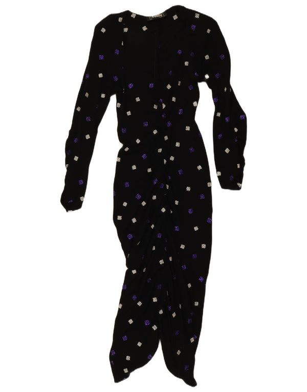 Funky Γυναικείο μακρυμάνικο Bodycon Φόρεμα UK 10 Small Black Geometric