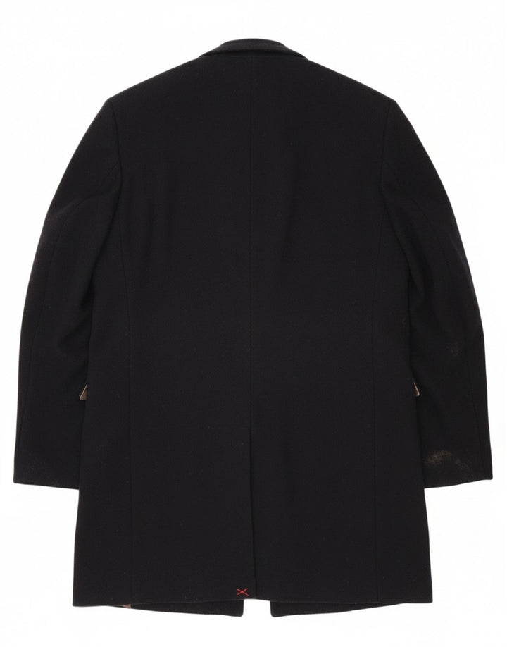 VINTAGE Mens Overcoat UK 42 XL Navy Blue Polyester