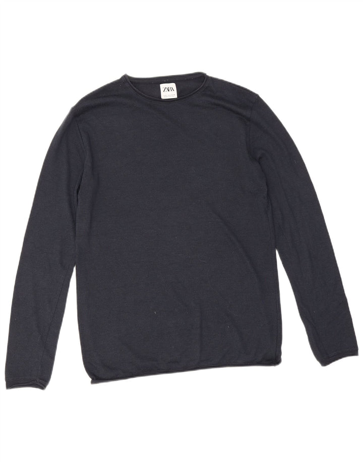 Ανδρικό πουλόβερ Zara Crew Neck Jumper Μικρό Ναυτικό Βαμβακερό